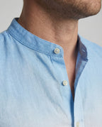 Maqiato | Men's Short-Sleeve Linen-Blend Shirt – Band Collar