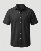 Maqiato | Men's Short-Sleeve Linen-Blend Shirt – Chest Pocket