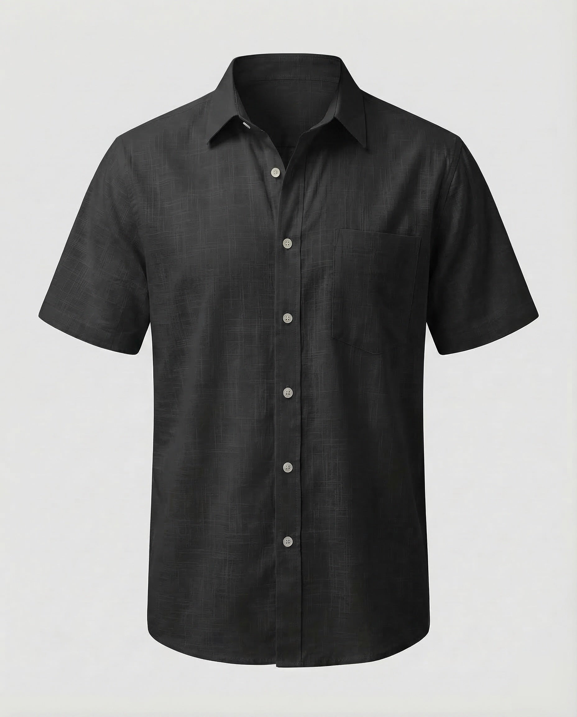 Maqiato | Men's Short-Sleeve Linen-Blend Shirt – Chest Pocket