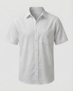 Maqiato | Men's Short-Sleeve Linen-Blend Shirt – Chest Pocket
