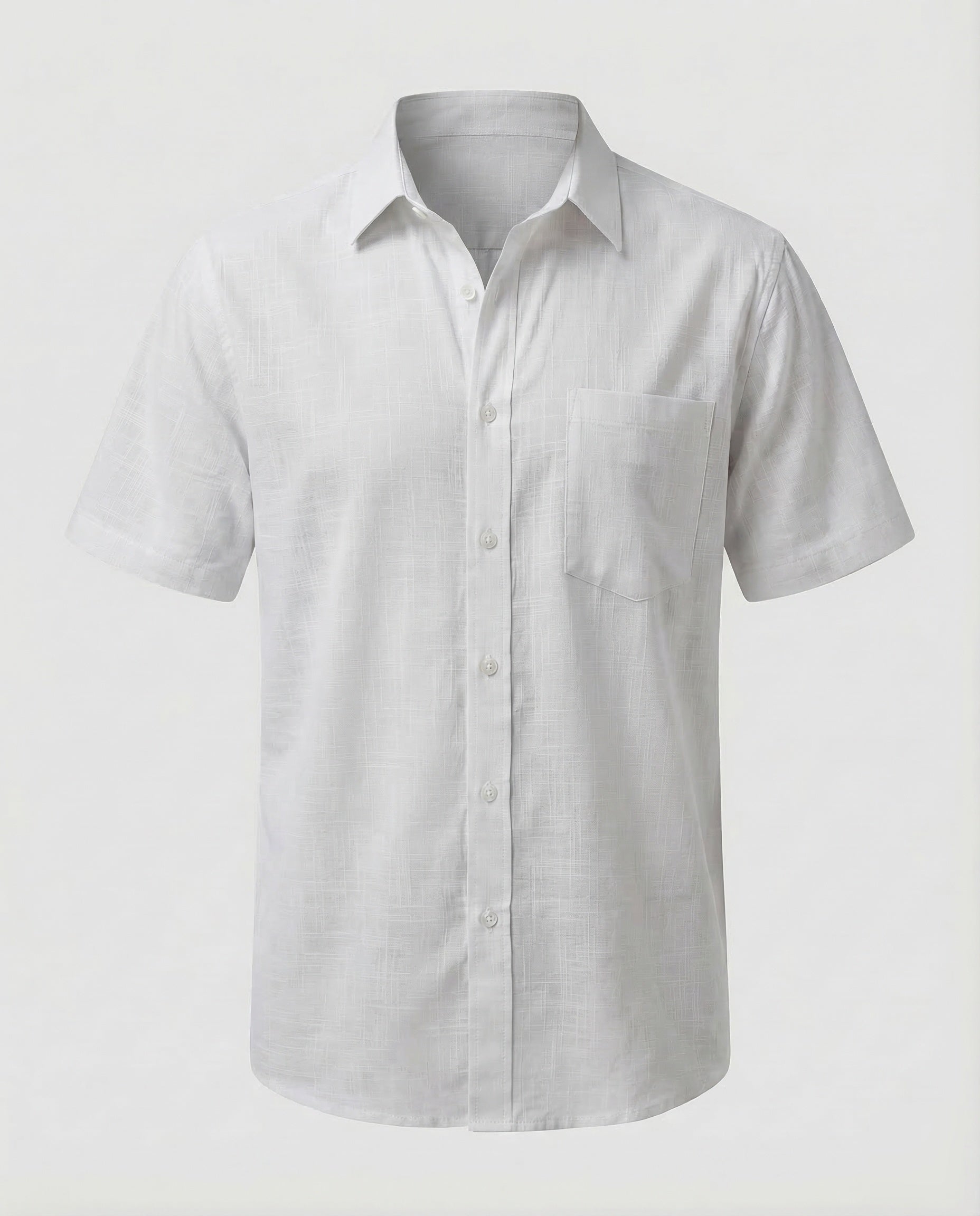 Maqiato | Men's Short-Sleeve Linen-Blend Shirt – Chest Pocket
