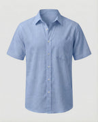 Maqiato | Men's Short-Sleeve Linen-Blend Shirt – Chest Pocket