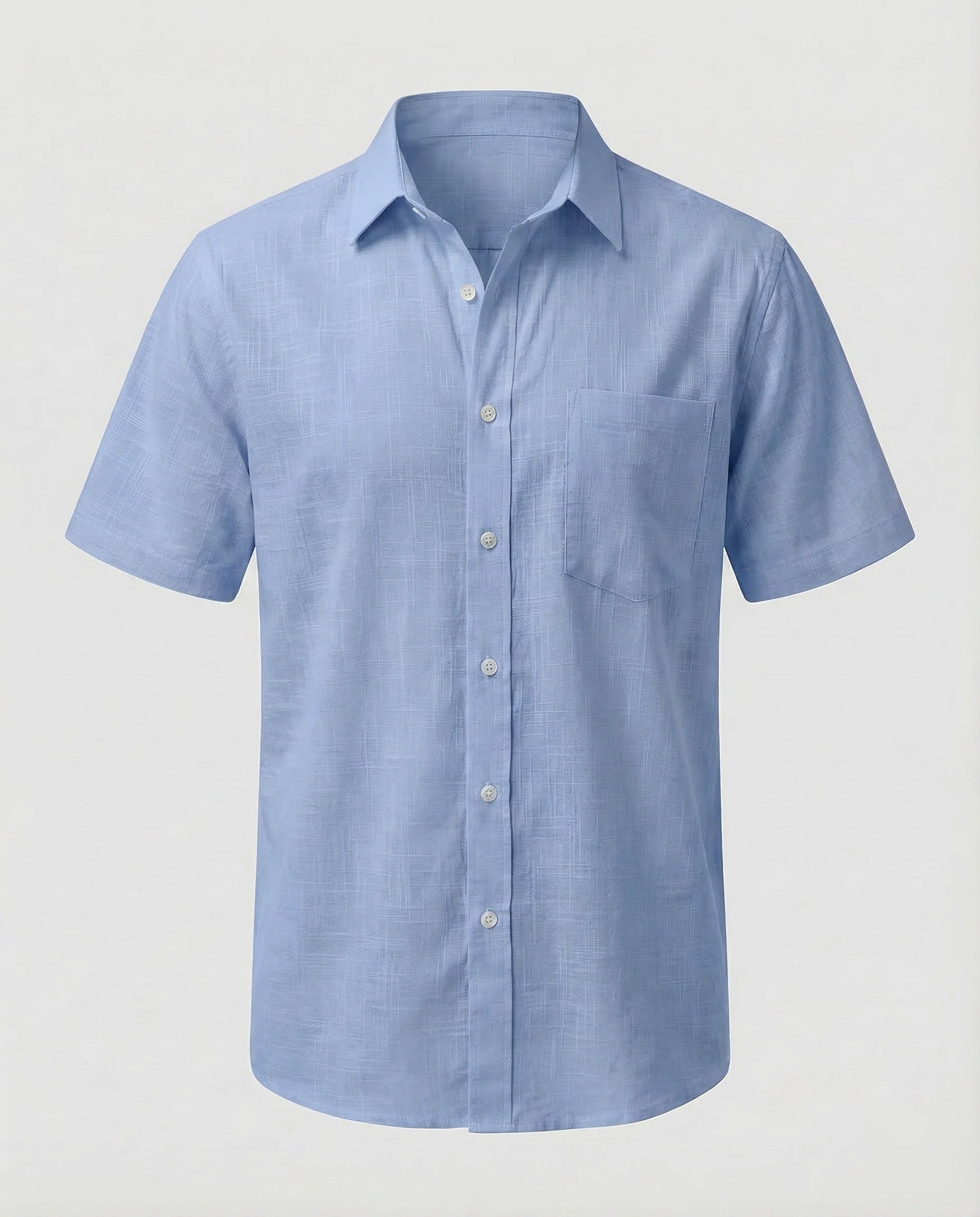 Maqiato | Men's Short-Sleeve Linen-Blend Shirt – Chest Pocket