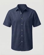 Maqiato | Men's Short-Sleeve Linen-Blend Shirt – Chest Pocket