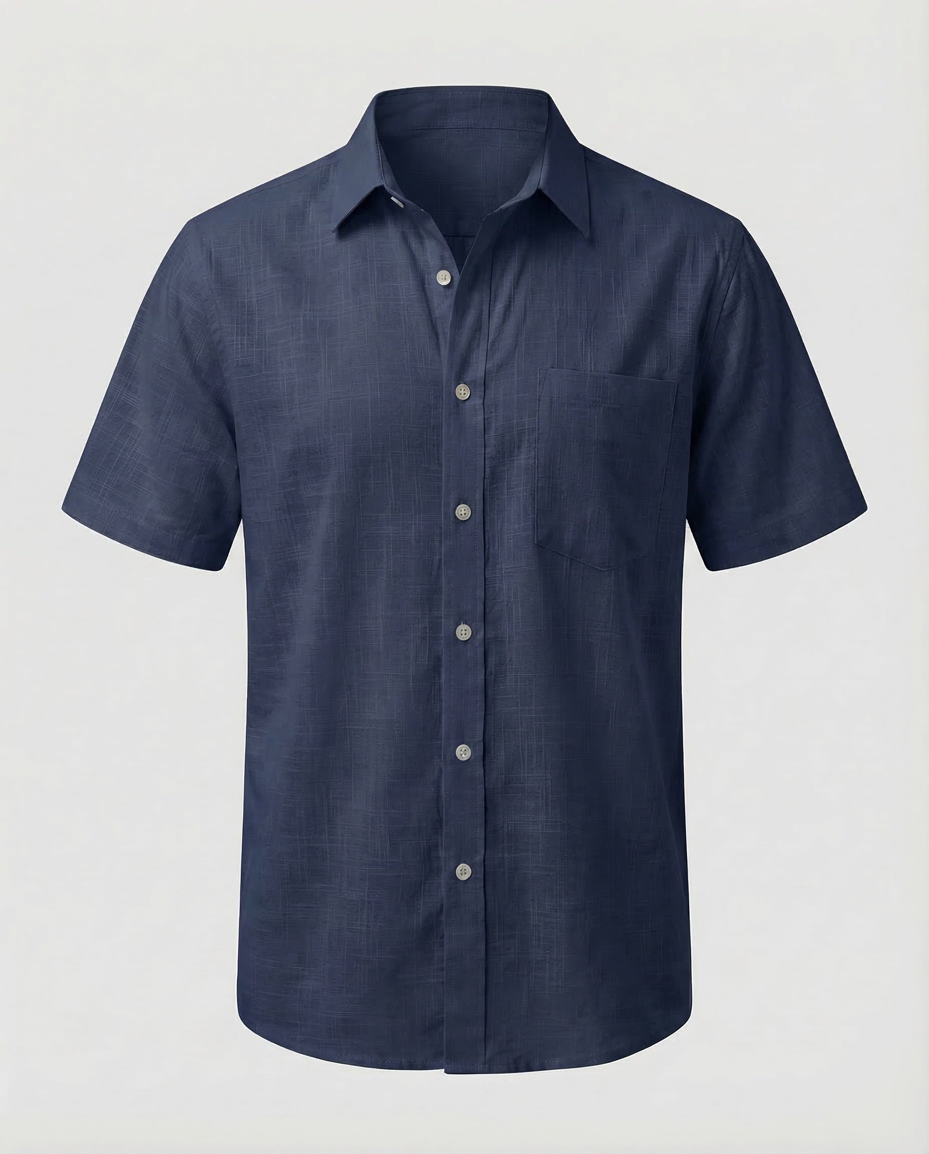 Maqiato | Men's Short-Sleeve Linen-Blend Shirt – Chest Pocket