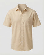 Maqiato | Men's Short-Sleeve Linen-Blend Shirt – Chest Pocket
