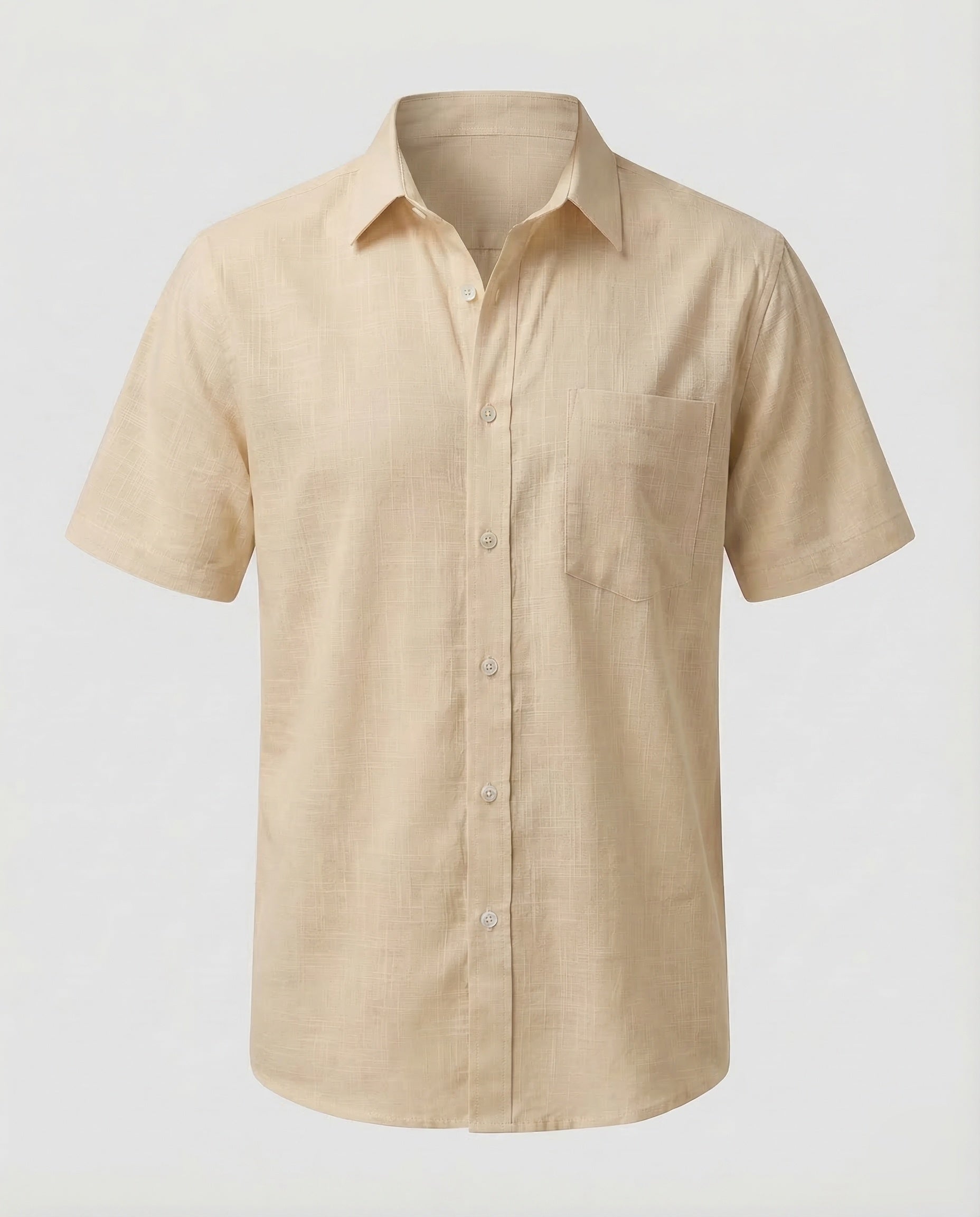 Maqiato | Men's Short-Sleeve Linen-Blend Shirt – Chest Pocket