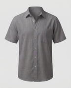Maqiato | Men's Short-Sleeve Linen-Blend Shirt – Chest Pocket