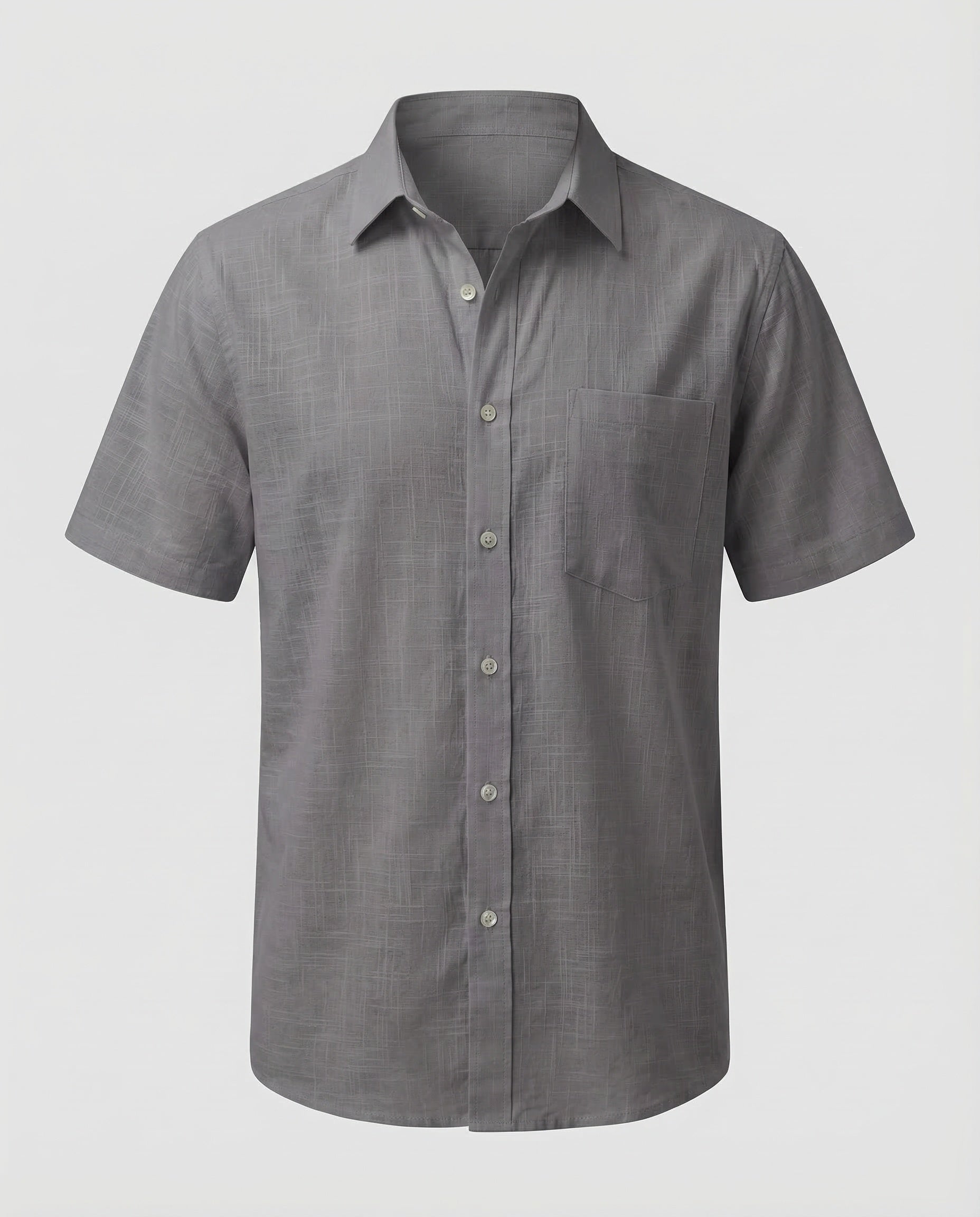 Maqiato | Men's Short-Sleeve Linen-Blend Shirt – Chest Pocket