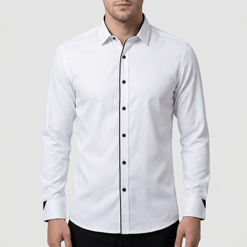 Maqiato | Men's Slim Fit Contrast Trim Dress Shirt