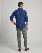 Maqiato | Men's Slim-Fit Linen-Blend Shirt – Band Collar
