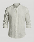 Maqiato | Men's Slim-Fit Linen-Blend Shirt – Band Collar