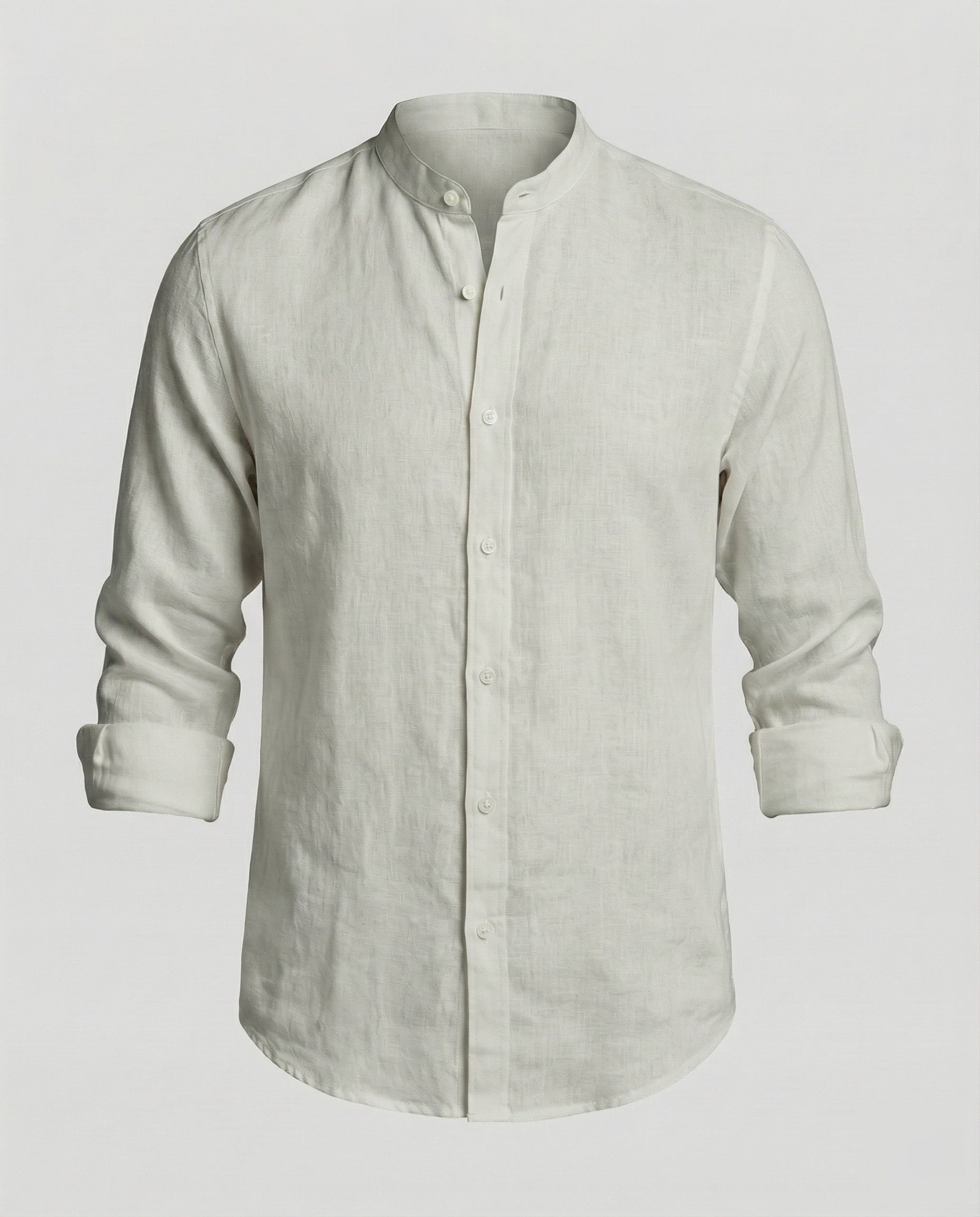 Maqiato | Men's Slim-Fit Linen-Blend Shirt – Band Collar