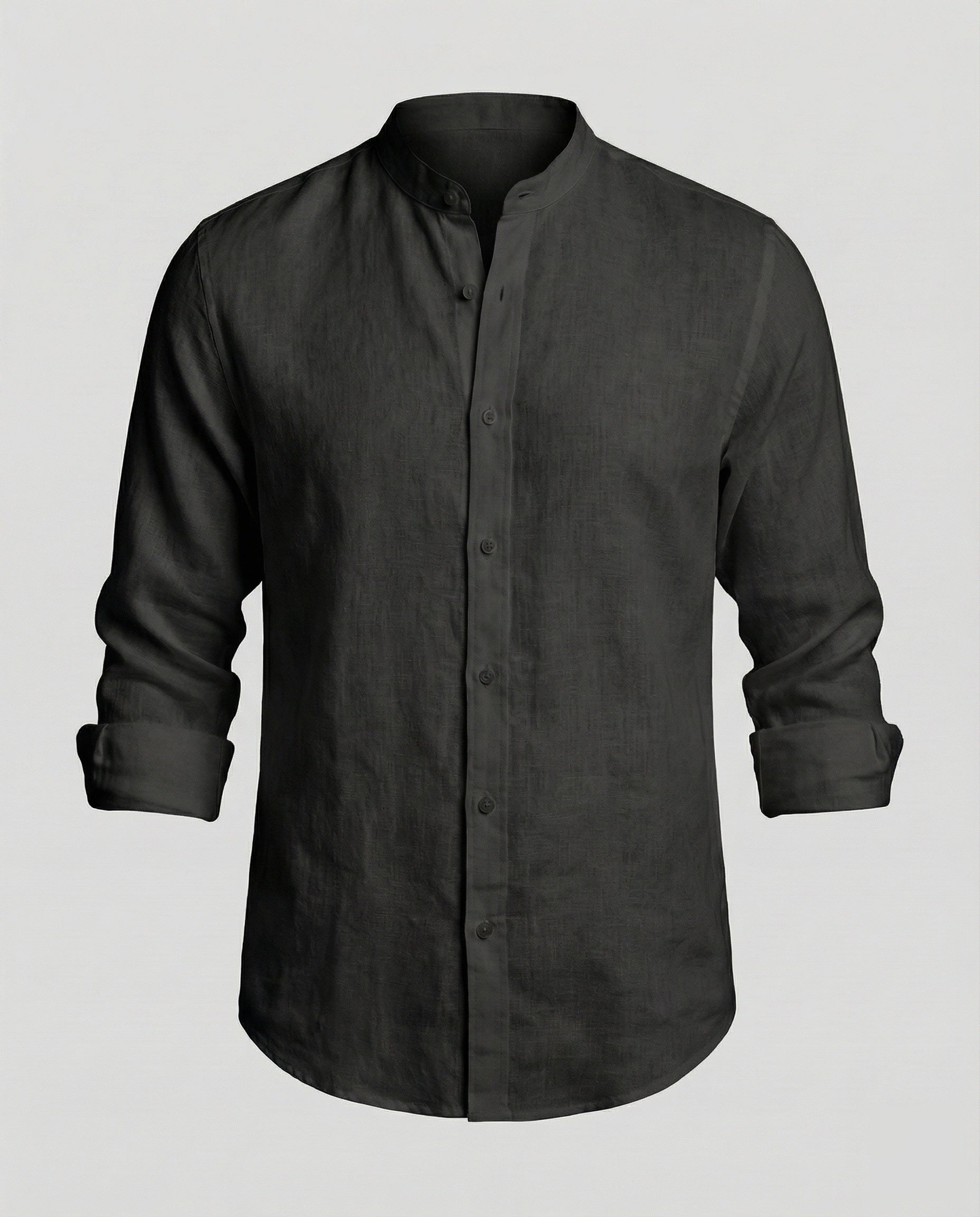 Maqiato | Men's Slim-Fit Linen-Blend Shirt – Band Collar