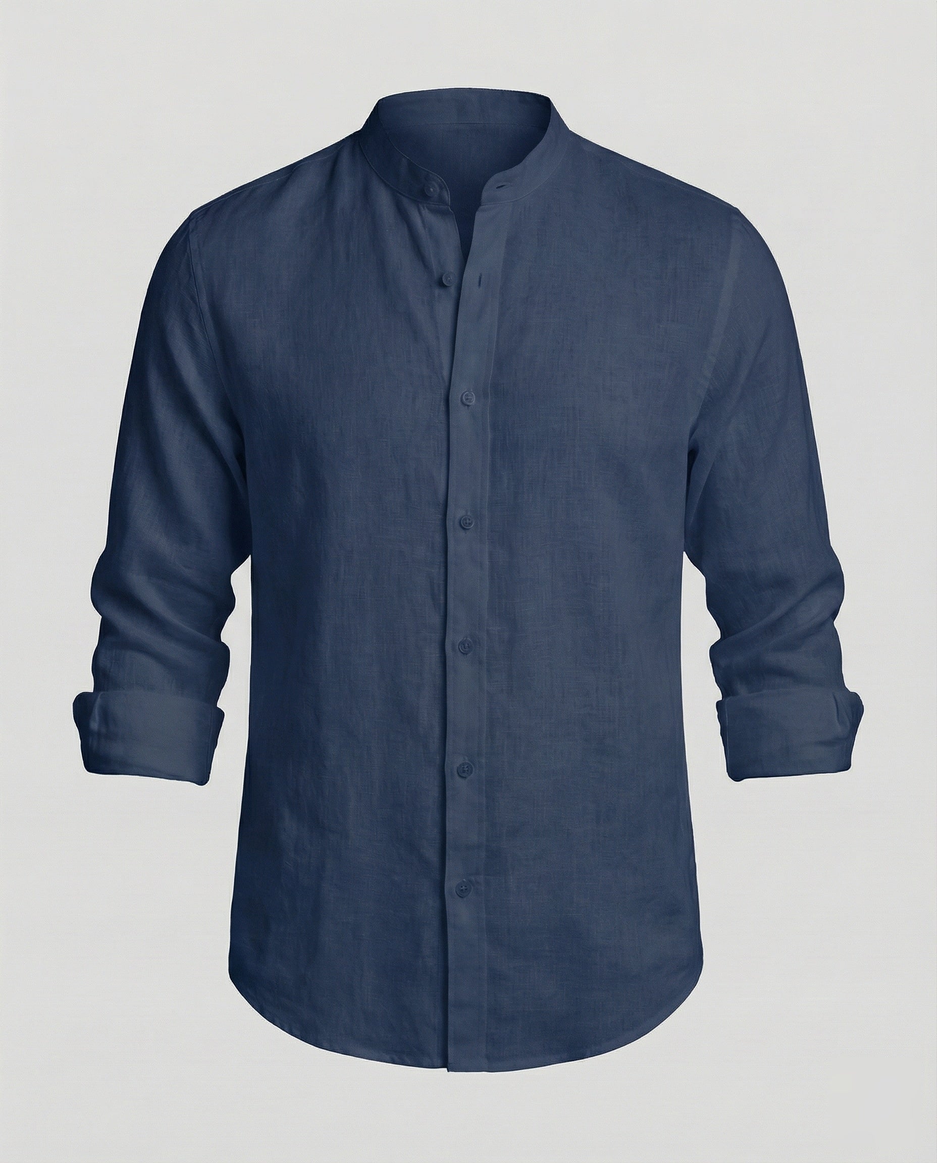 Maqiato | Men's Slim-Fit Linen-Blend Shirt – Band Collar