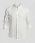 Maqiato | Men's Slim-Fit Linen-Blend Shirt – Band Collar