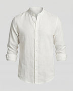 Maqiato | Men's Slim-Fit Linen-Blend Shirt – Band Collar
