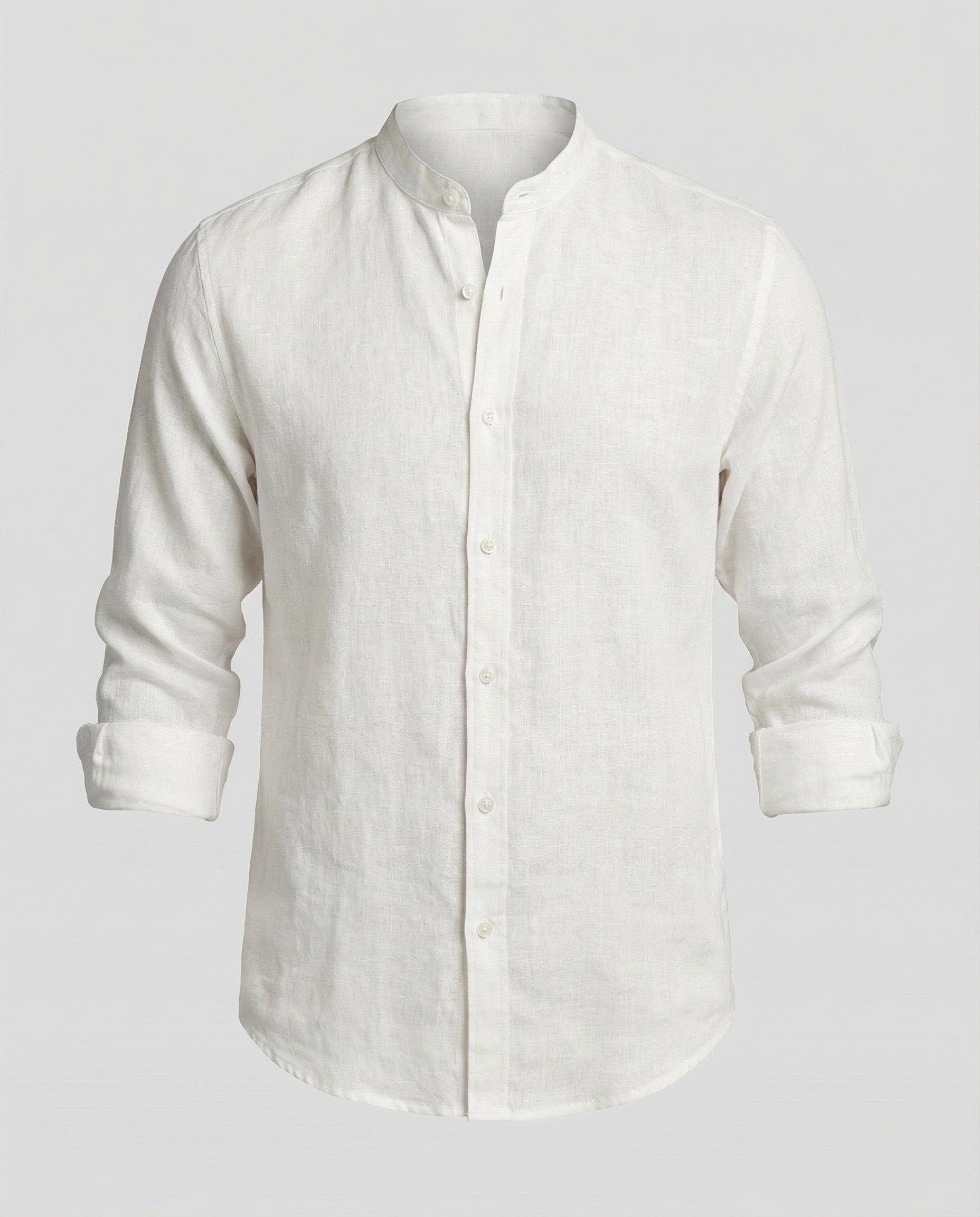 Maqiato | Men's Slim-Fit Linen-Blend Shirt – Band Collar