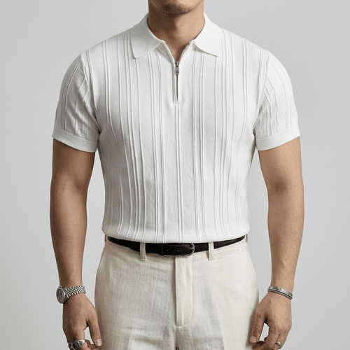 Maqiato | Men's Slim Fit Quarter-Zip Polo Shirt