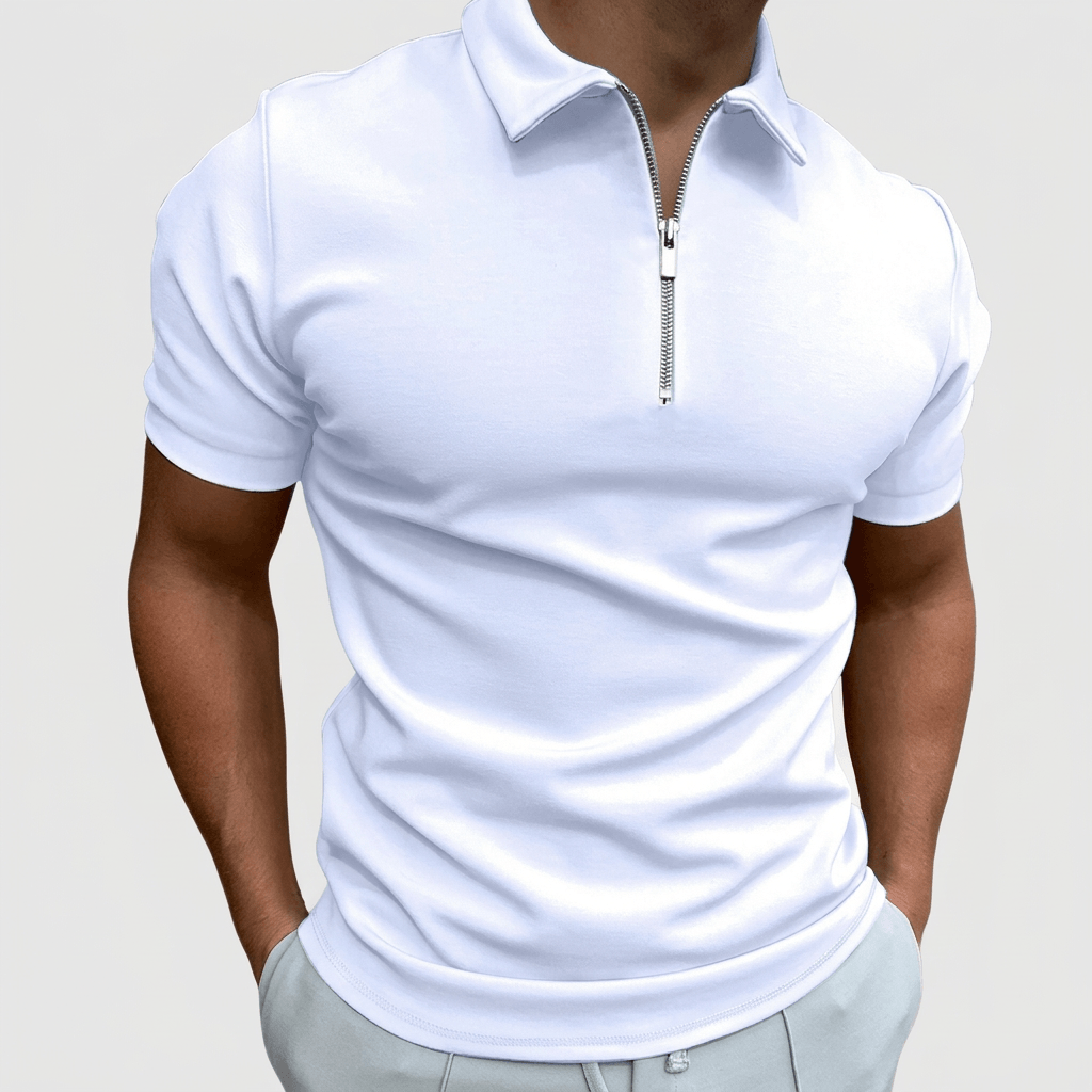 Maqiato | Men's Slim Fit Zip Polo Shirt