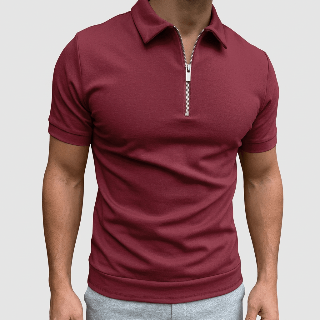 Maqiato | Men's Slim Fit Zip Polo Shirt