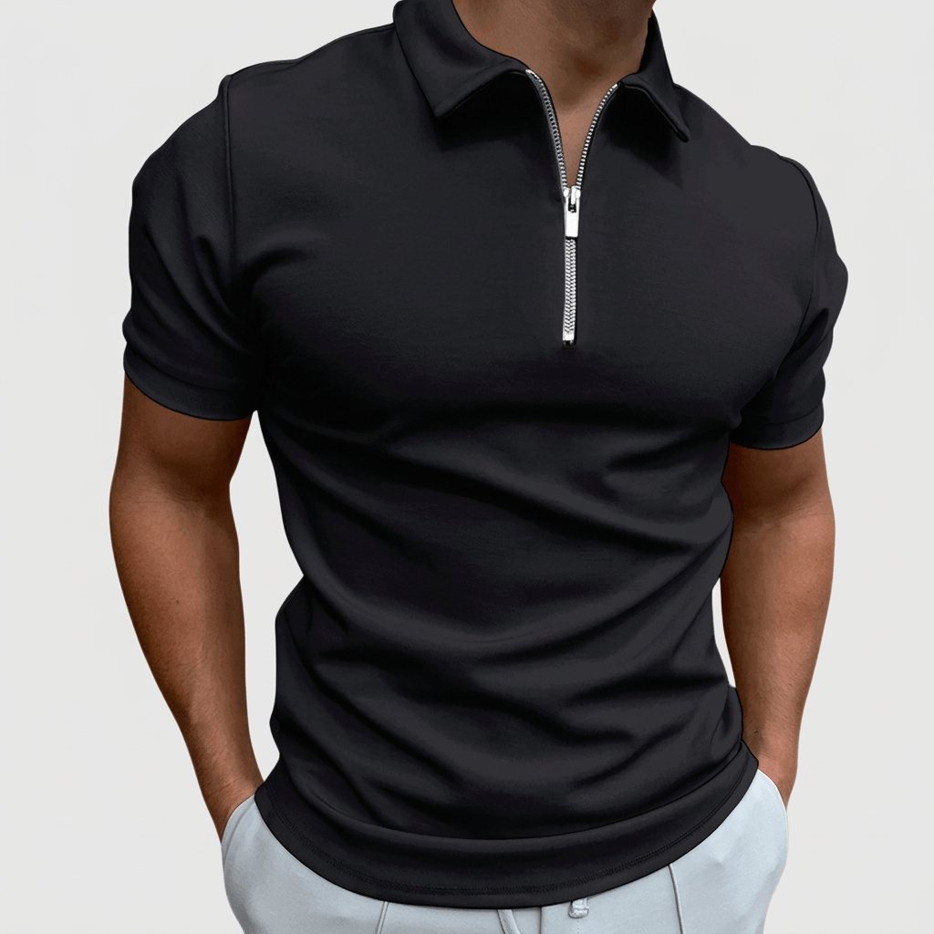 Maqiato | Men's Slim Fit Zip Polo Shirt