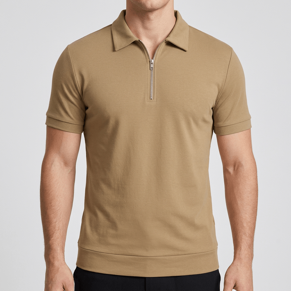 Maqiato | Men's Slim Fit Zip Polo Shirt