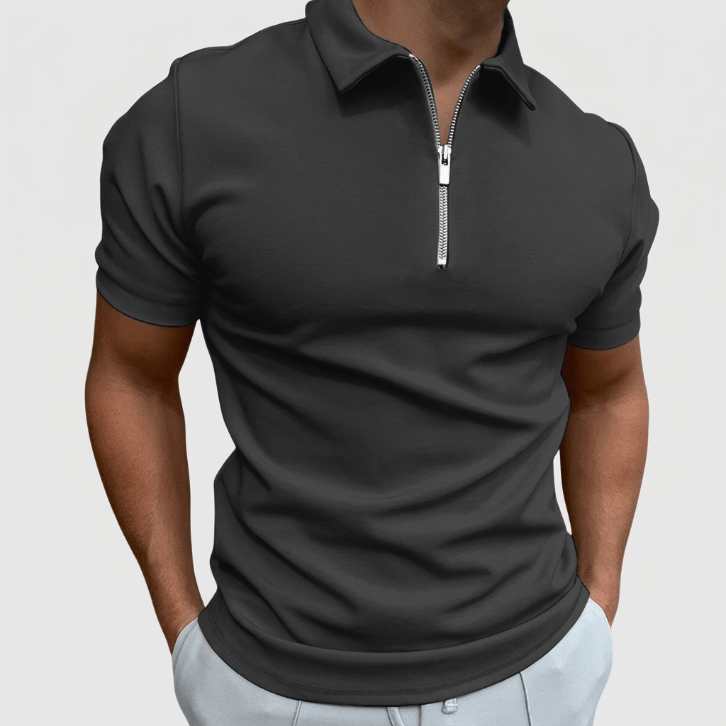 Maqiato | Men's Slim Fit Zip Polo Shirt