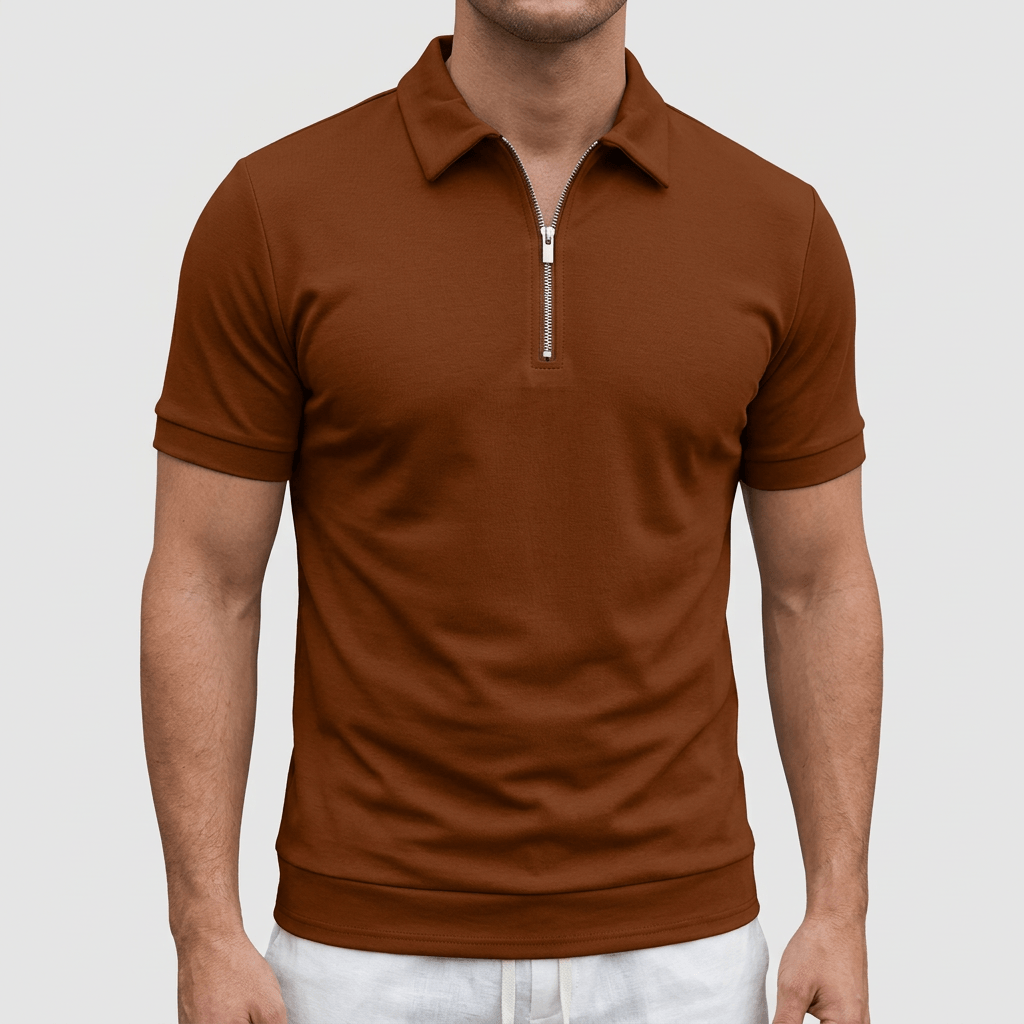 Maqiato | Men's Slim Fit Zip Polo Shirt