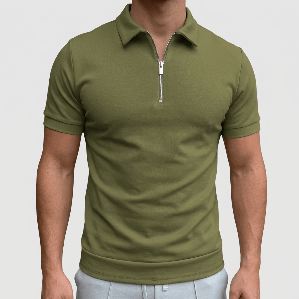 Maqiato | Men's Slim Fit Zip Polo Shirt