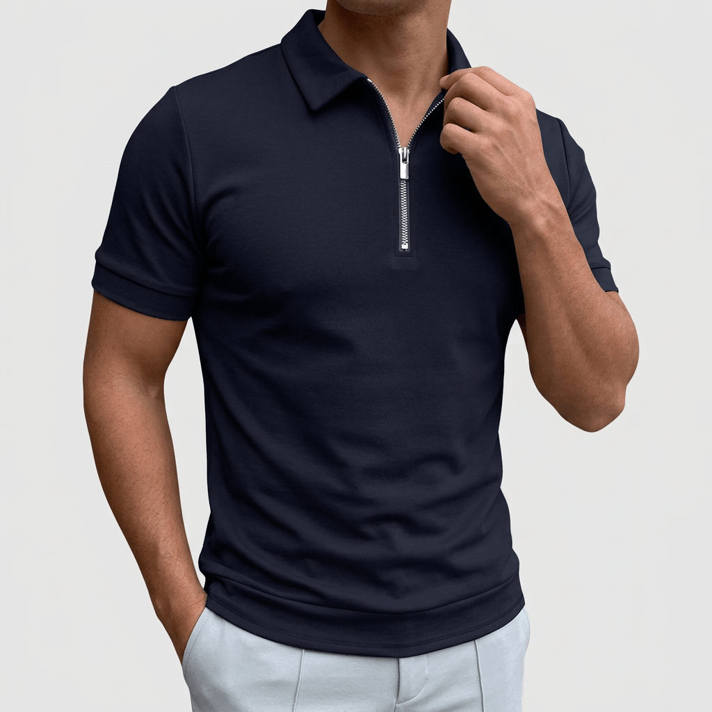 Maqiato | Men's Slim Fit Zip Polo Shirt