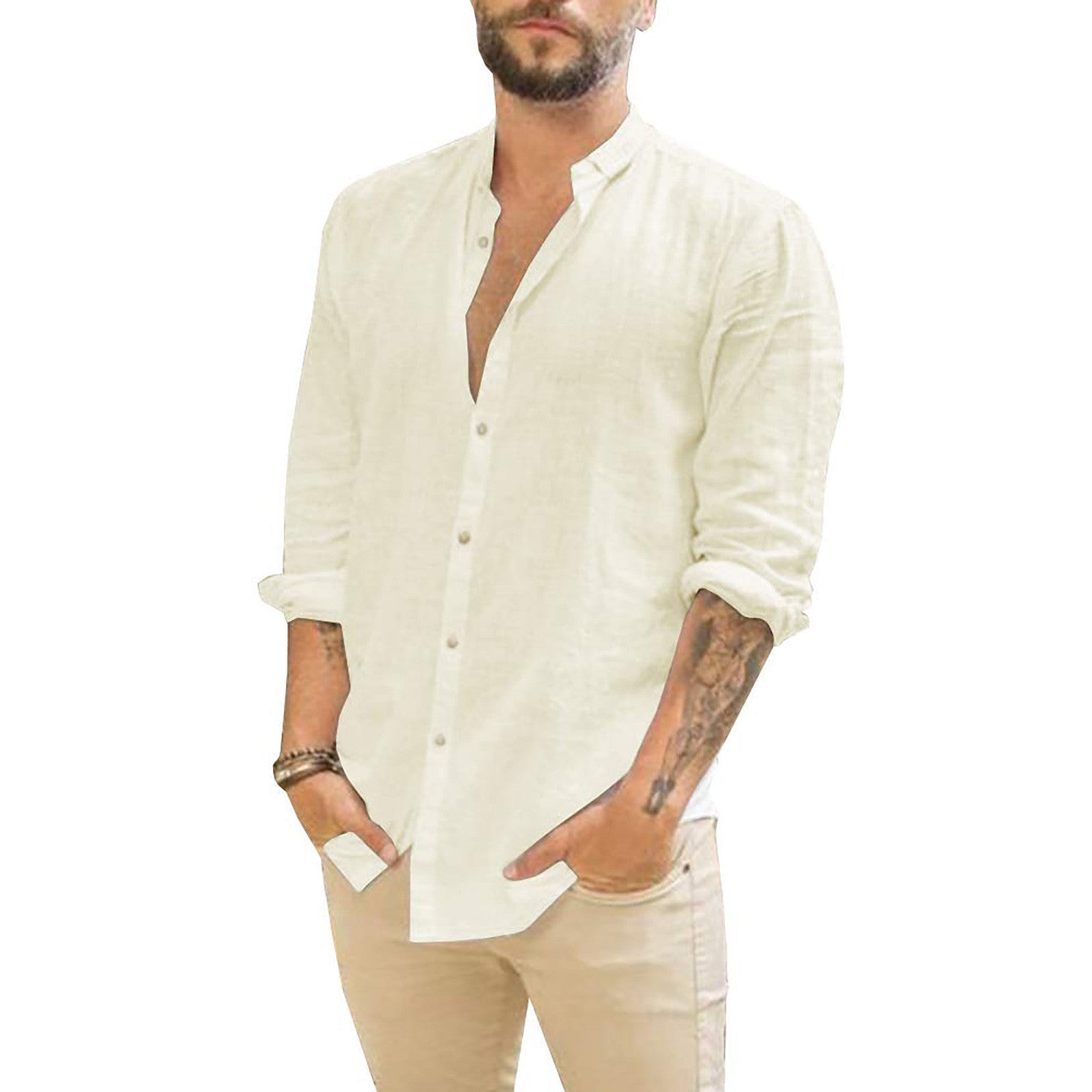 Maqiato | Men's Solid Linen Shirt