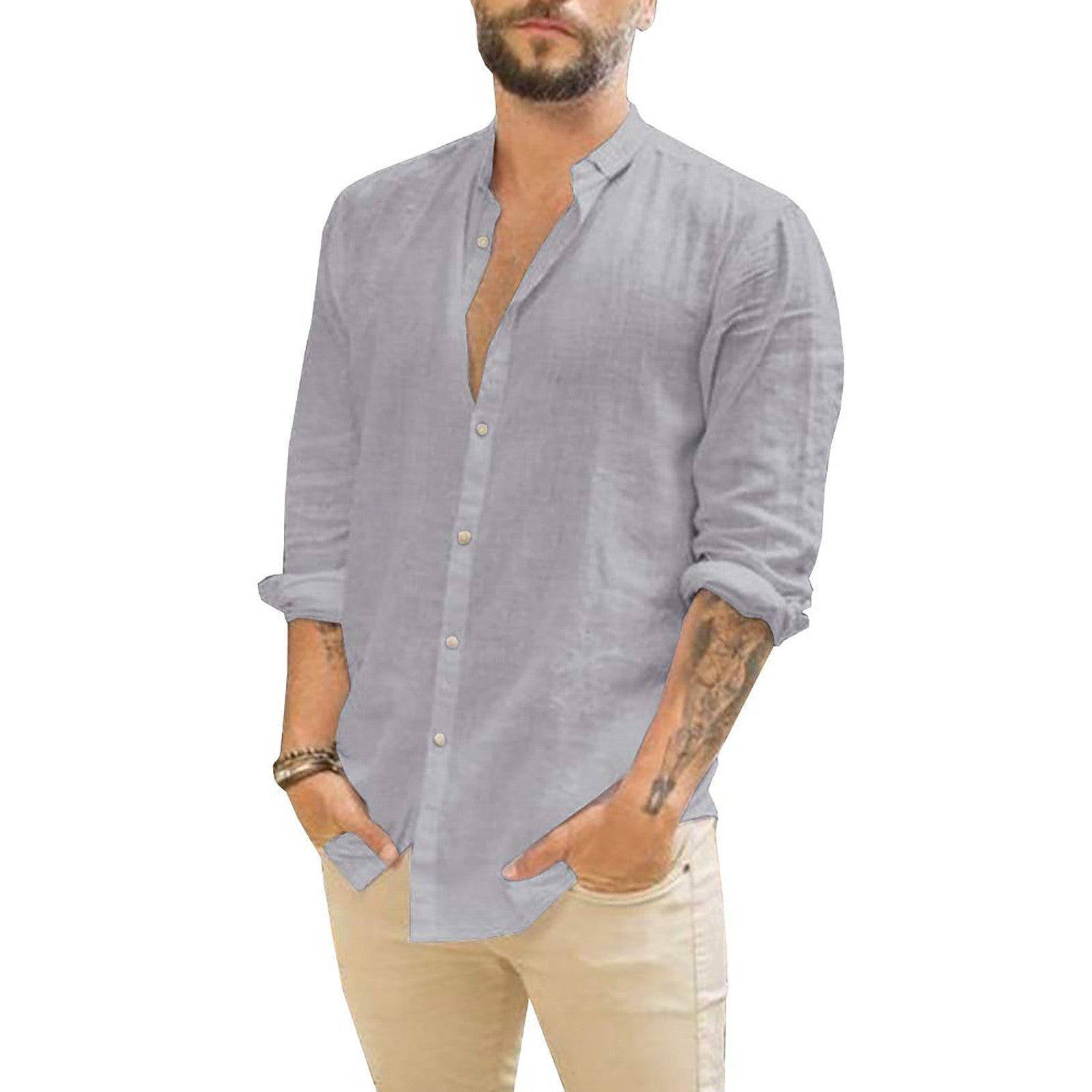 Maqiato | Men's Solid Linen Shirt