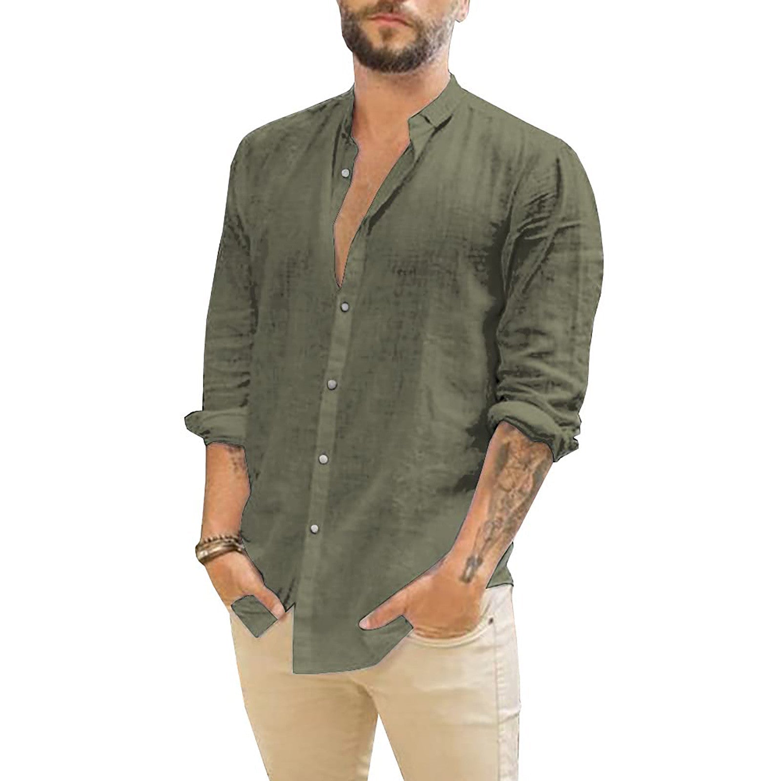 Maqiato | Men's Solid Linen Shirt
