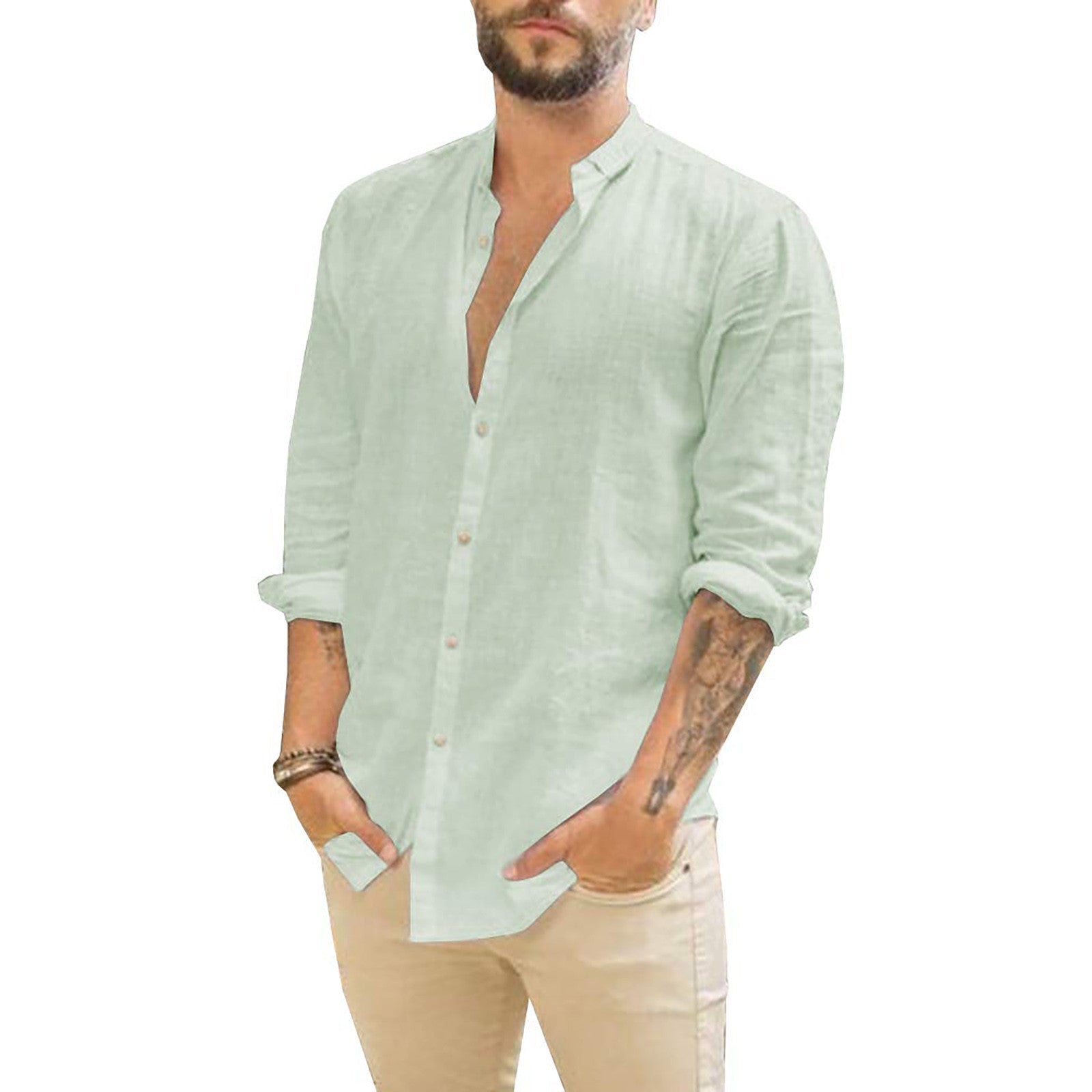 Maqiato | Men's Solid Linen Shirt