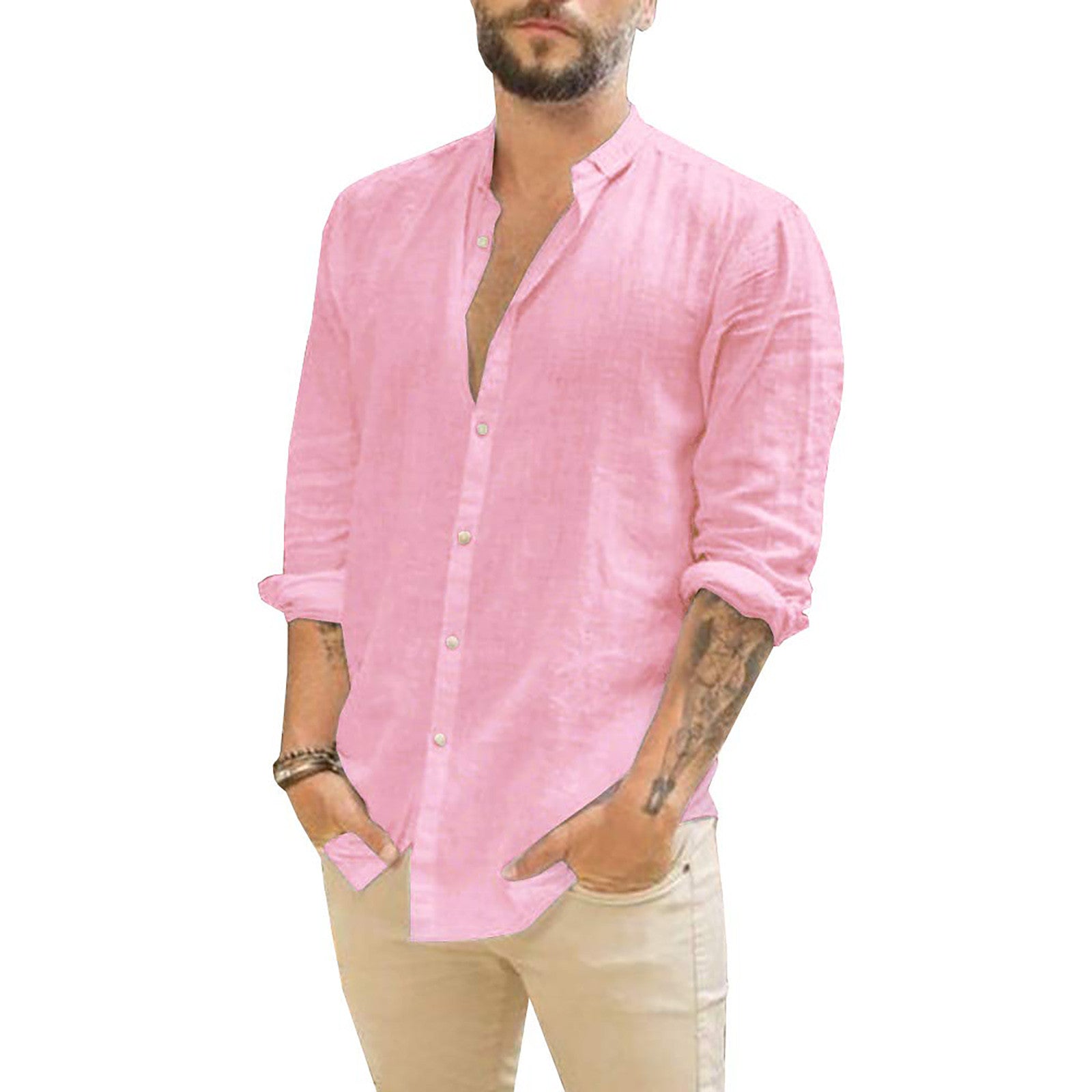 Maqiato | Men's Solid Linen Shirt