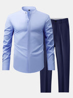 Maqiato | Men's Stand Collar Shirt & Slim Fit Flared Pants Set