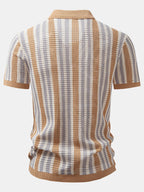 Maqiato | Men's Striped Crochet Eyelet Shirt
