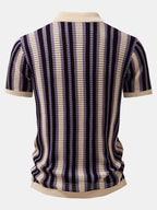 Maqiato | Men's Striped Crochet Eyelet Shirt