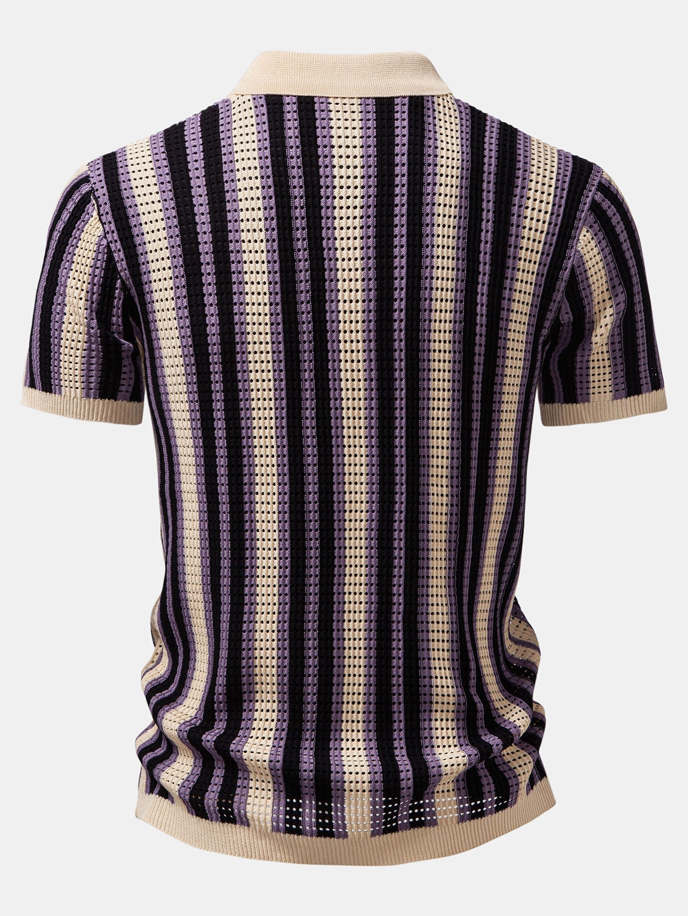Maqiato | Men's Striped Crochet Eyelet Shirt