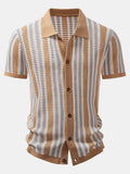 Maqiato | Men's Striped Crochet Eyelet Shirt