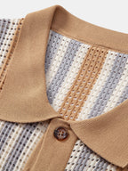 Maqiato | Men's Striped Crochet Shirt & Linen Pants Set