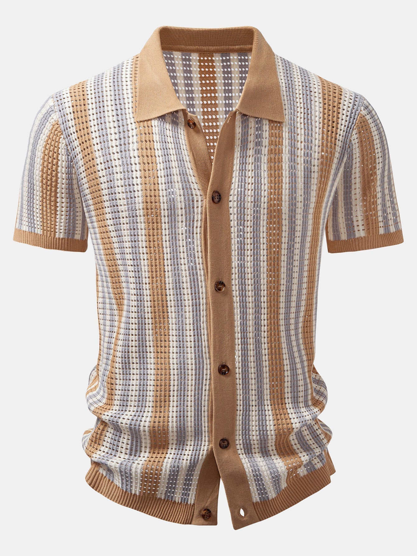 Maqiato | Men's Striped Crochet Shirt & Linen Pants Set