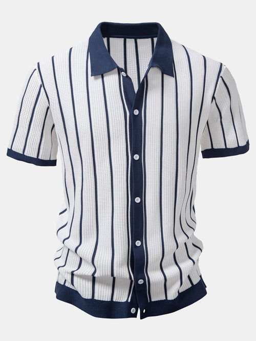 Maqiato | Men's Striped Knit Button Shirt