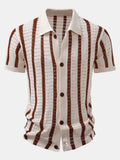 Maqiato | Men's Striped Knit Eyelet Shirt