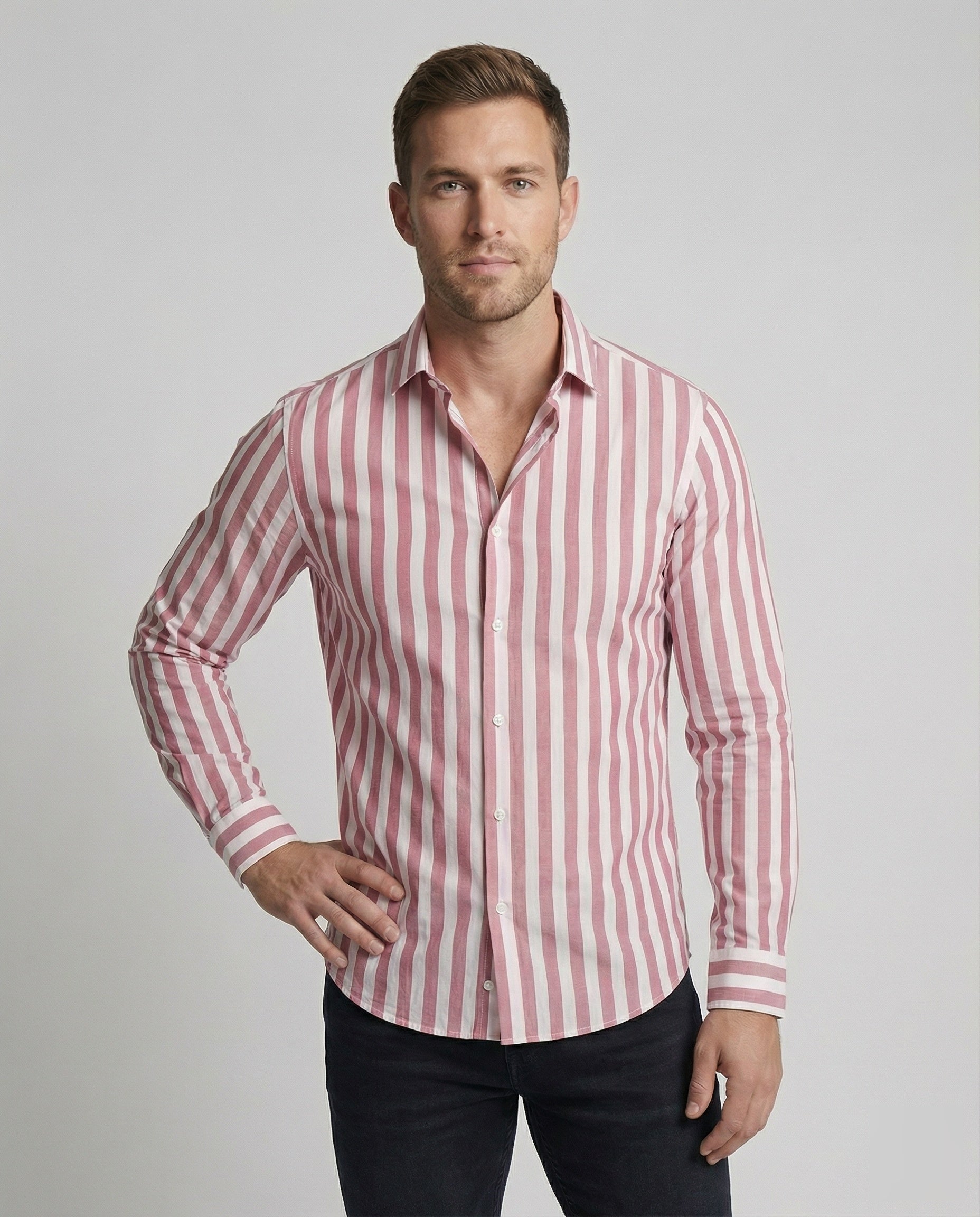 Maqiato | Men's Striped Linen-Blend Shirt