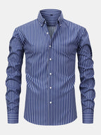 Maqiato | Men's Striped Long Sleeve Button Shirt
