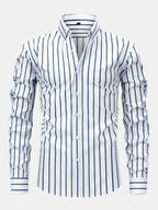 Maqiato | Men's Striped Long Sleeve Shirt & Slim Fit Pants Set