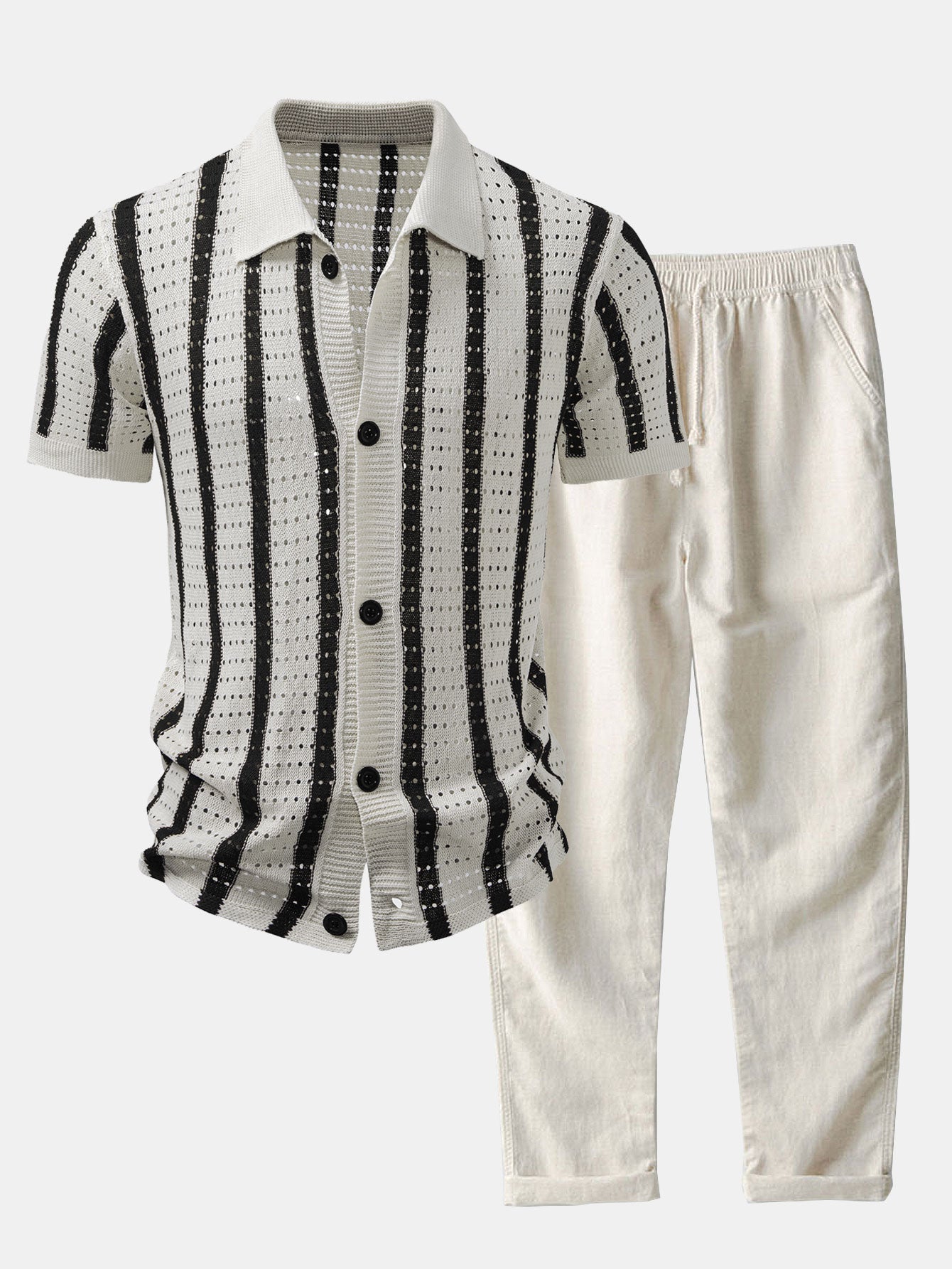 Maqiato | Men's Striped Shirt & Linen Trousers Set
