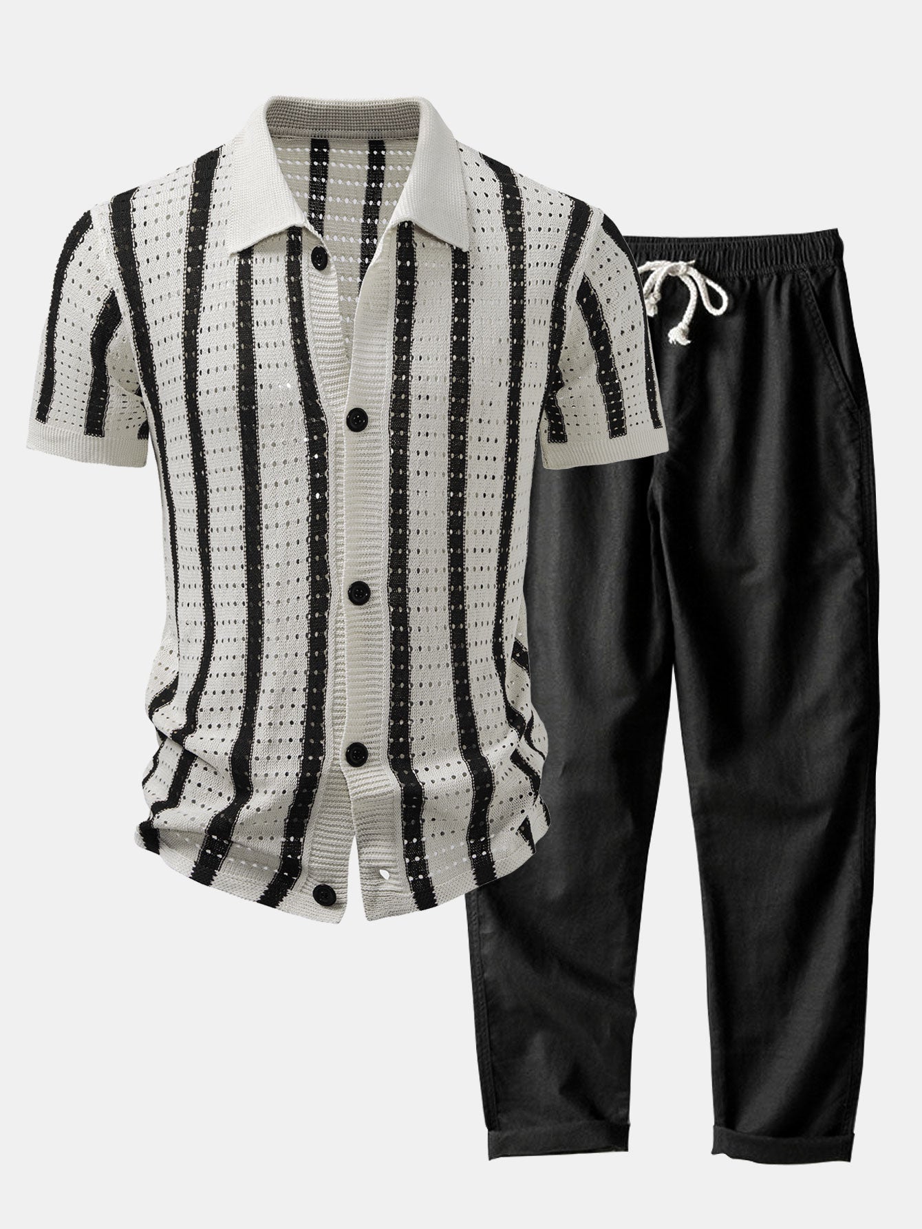 Maqiato | Men's Striped Shirt & Linen Trousers Set